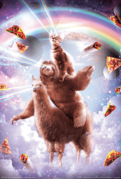 Llama Cat Sloth Pizza Stack 61 x 91.5cm Maxi Poster