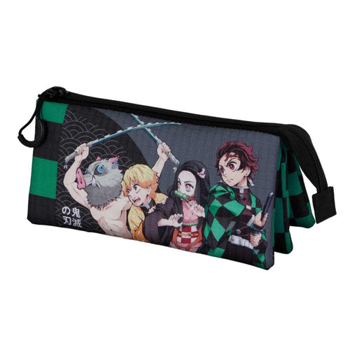 Karactermania Demon Slayer Akushon Triple Pencil Case - Green/Black