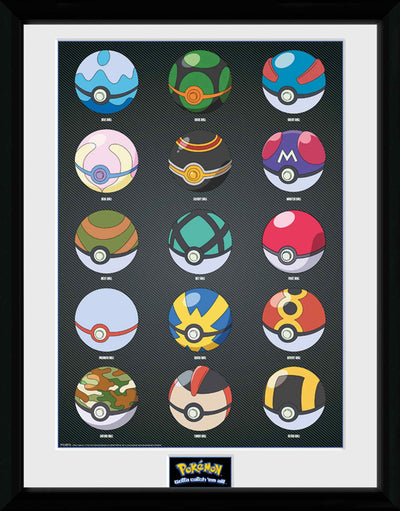 GB eye Pokemon Pokeballs  30 x 40cm Framed Collector Print