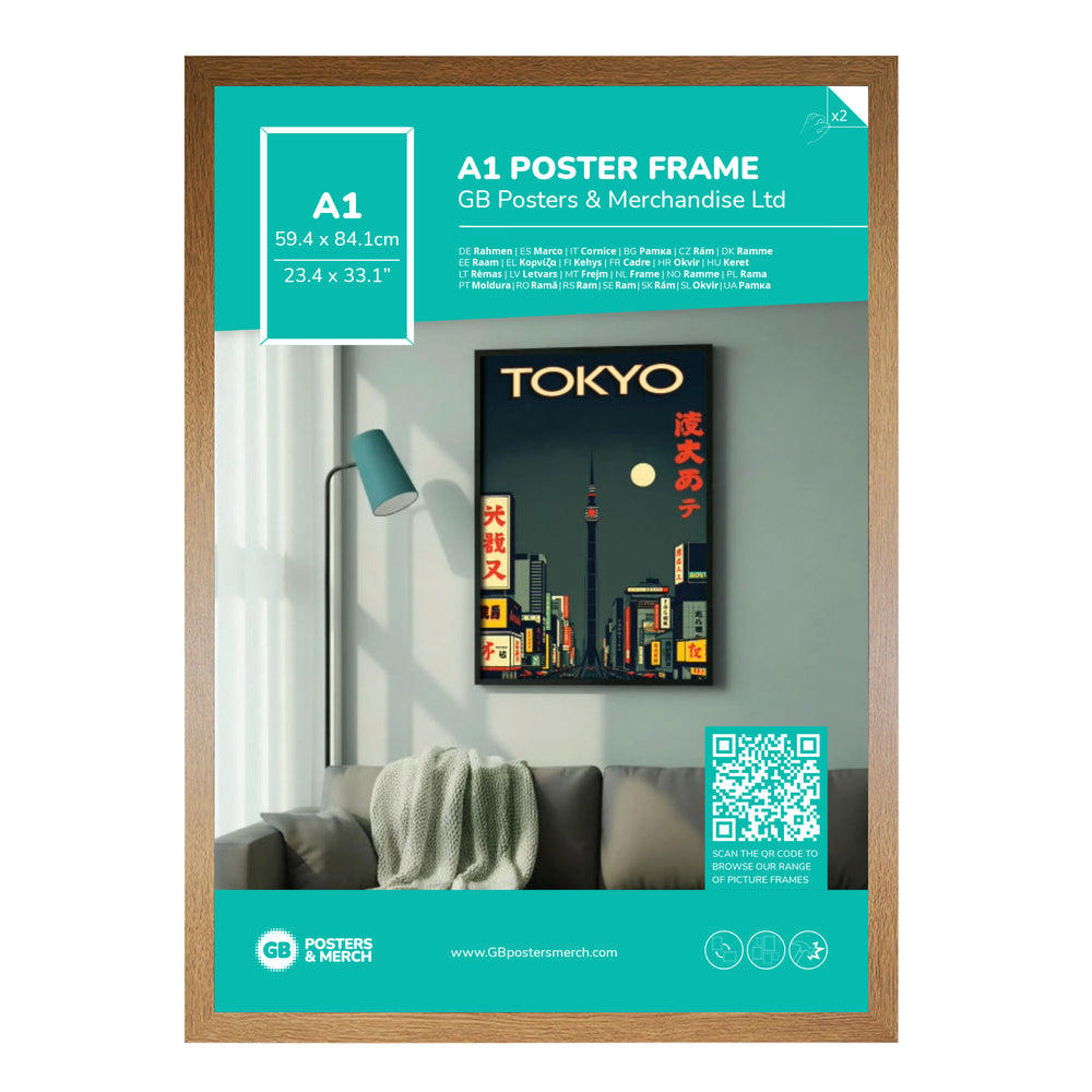 GB Posters Contemporary Wooden Oak Picture Frame - A1 - 59.4 x 84.1cm