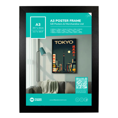 GB Posters Contemporary Wooden Black Picture Frame - A3 - 29.7 x 42cm