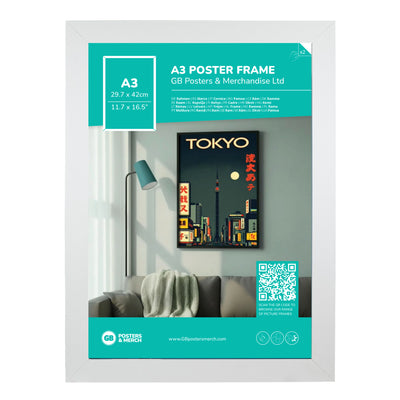 GB Posters Contemporary Wooden White Picture Frame - A3 - 29.7 x 42cm