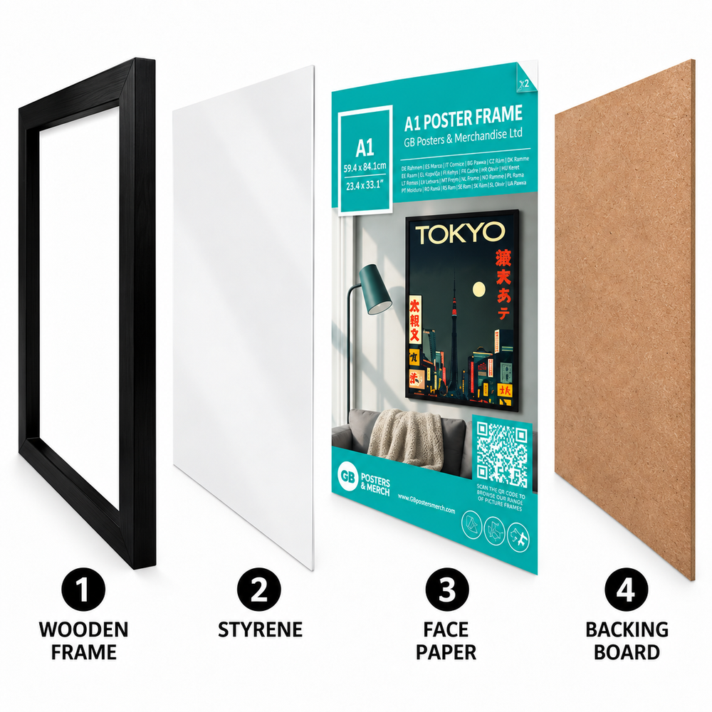 GB Posters Contemporary Wooden Black Picture Frame - A1 - 59.4 x 84.1cm
