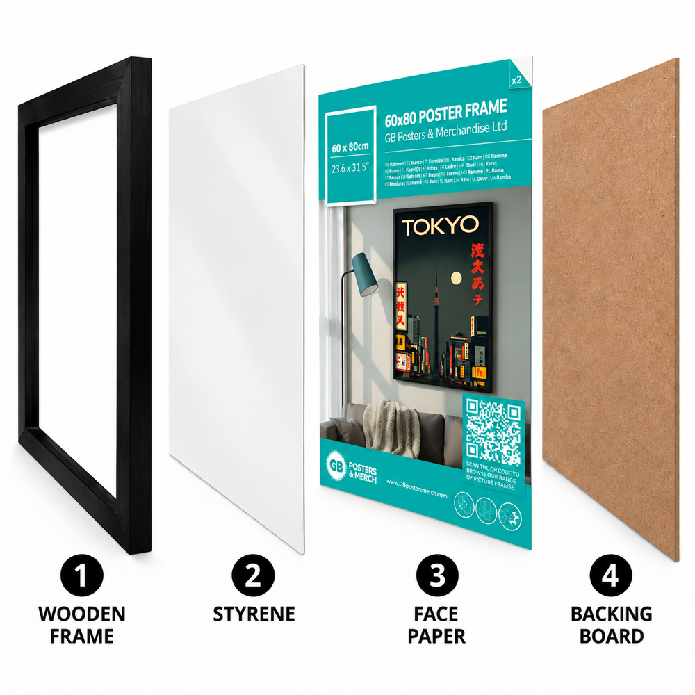 GB Posters Contemporary Wooden Black Picture Frame - 60 x 80cm
