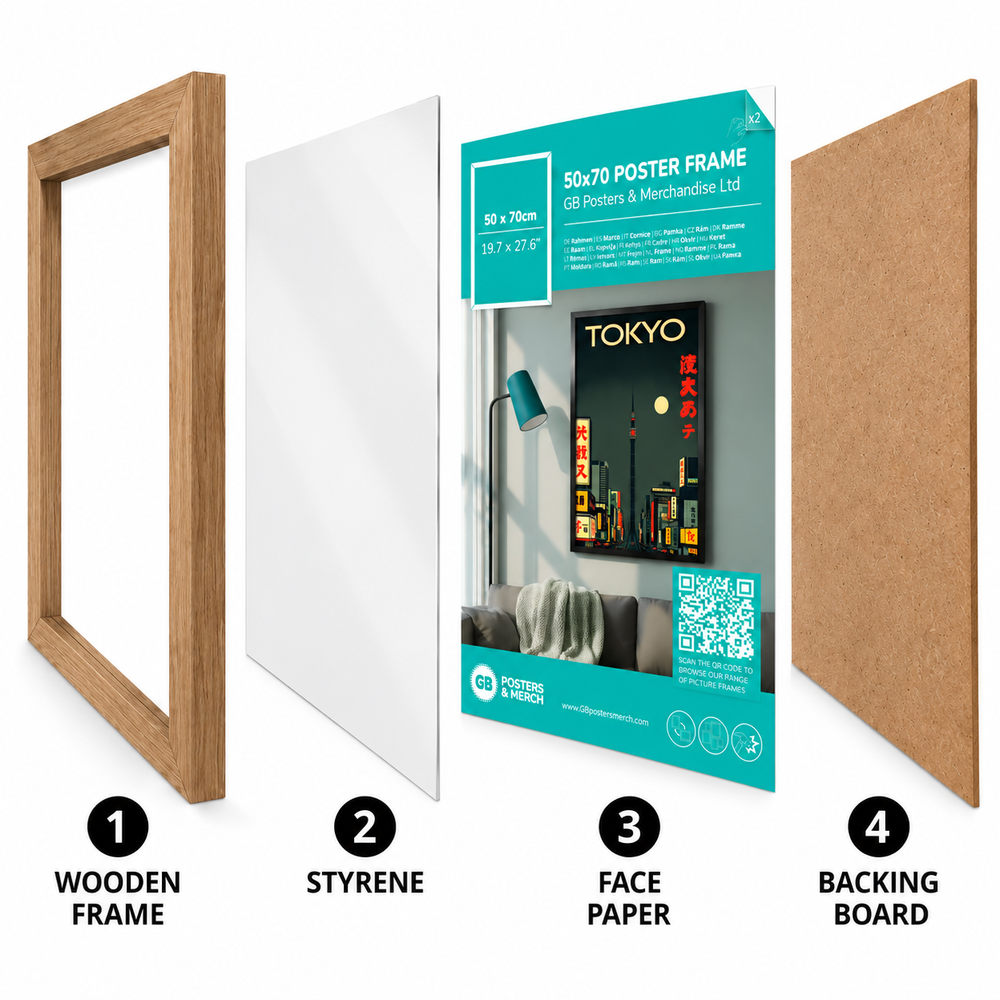 GB Posters Contemporary Wooden White Picture Frame - 50 x 70cm