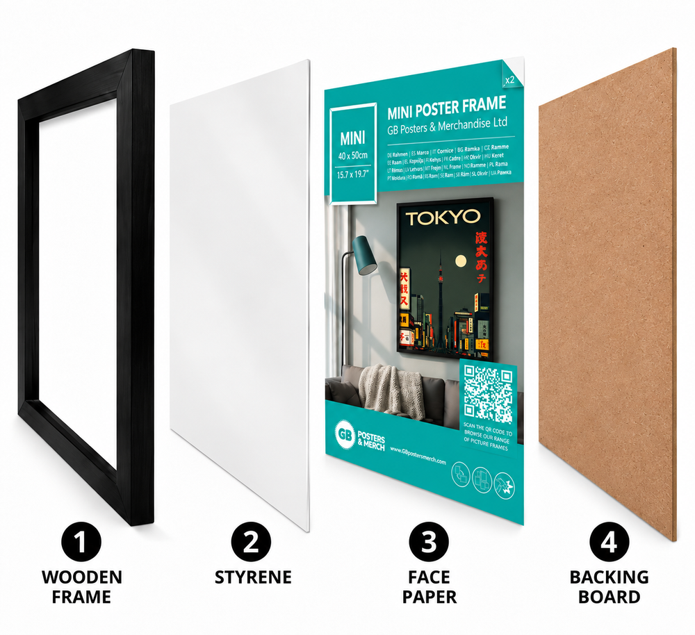 GB Posters Contemporary Wooden White Picture Frame - Mini - 40 x 50cm
