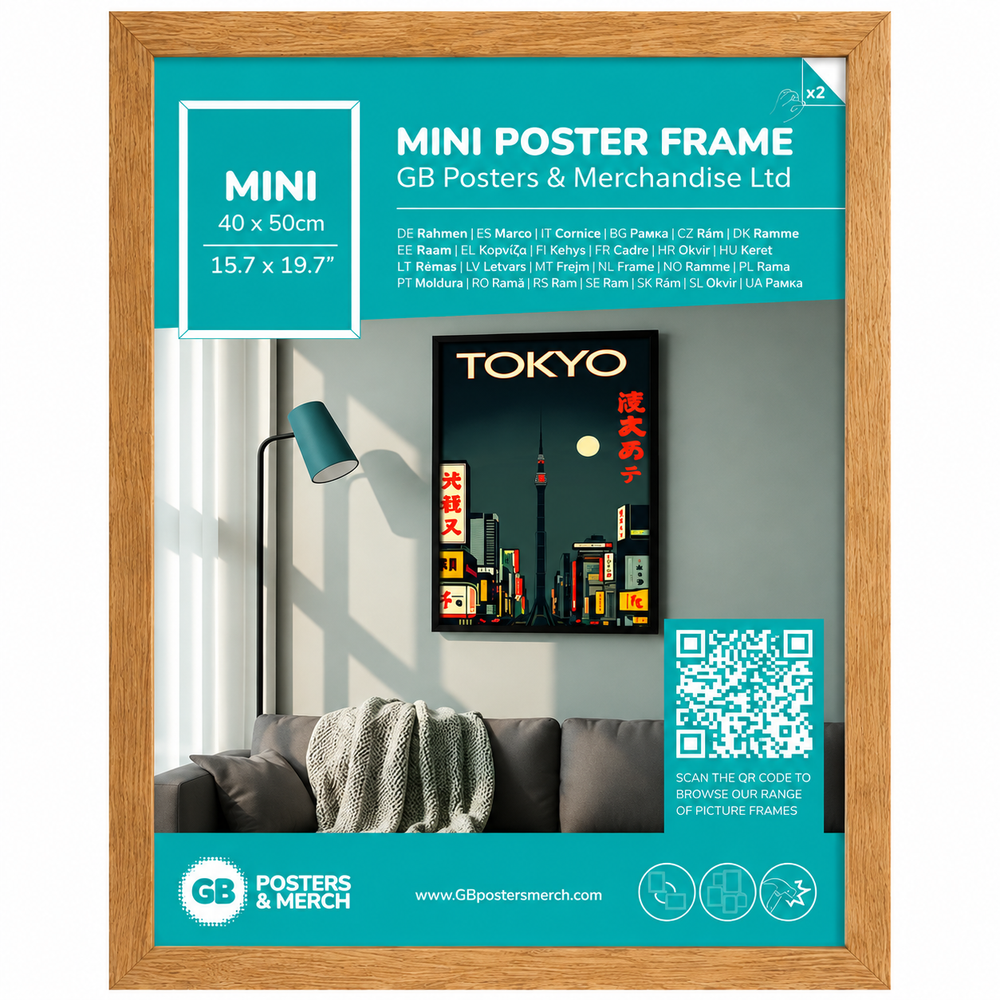 GB Posters Contemporary Wooden Oak Picture Frame - Mini - 40 x 50cm