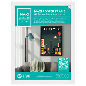 GB Posters Contemporary Wooden White Picture Frame - Maxi - 61 x 91.5cm