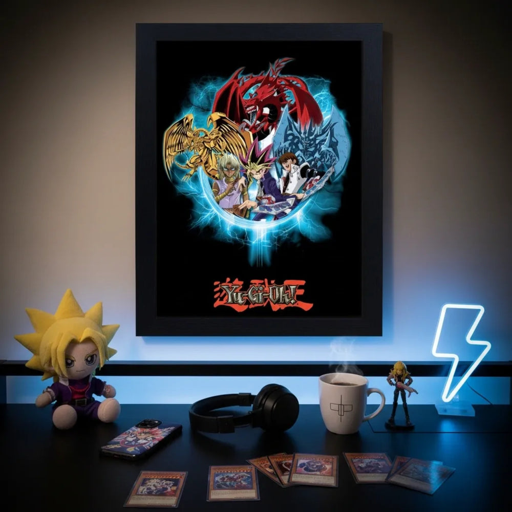 GB Posters Yu-Gi-Oh! Key Characters Blue 30 x 40cm Framed Collector Print