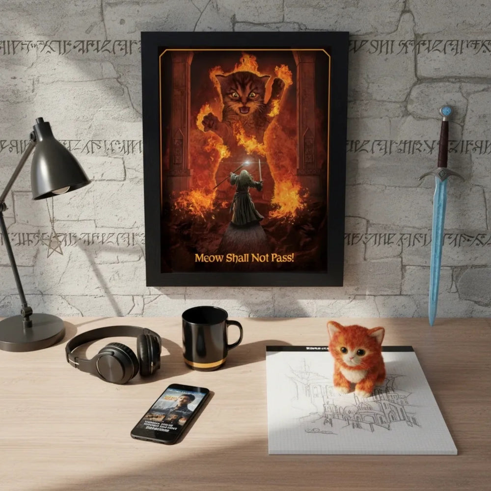 GB Posters Meow Shall Not Pass 30 x 40cm Framed Collector Print