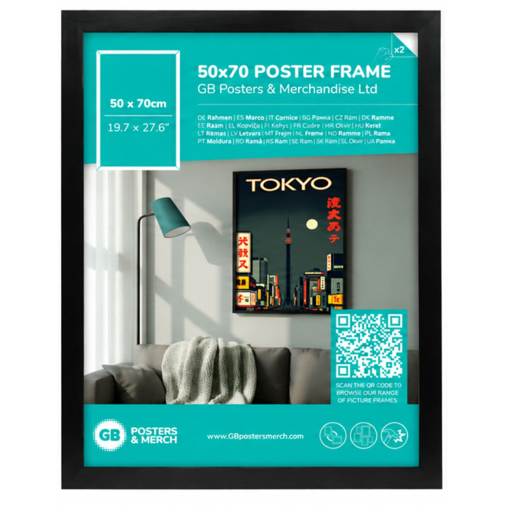 GB Posters Contemporary Wooden Black Picture Frame - 50 x 70cm