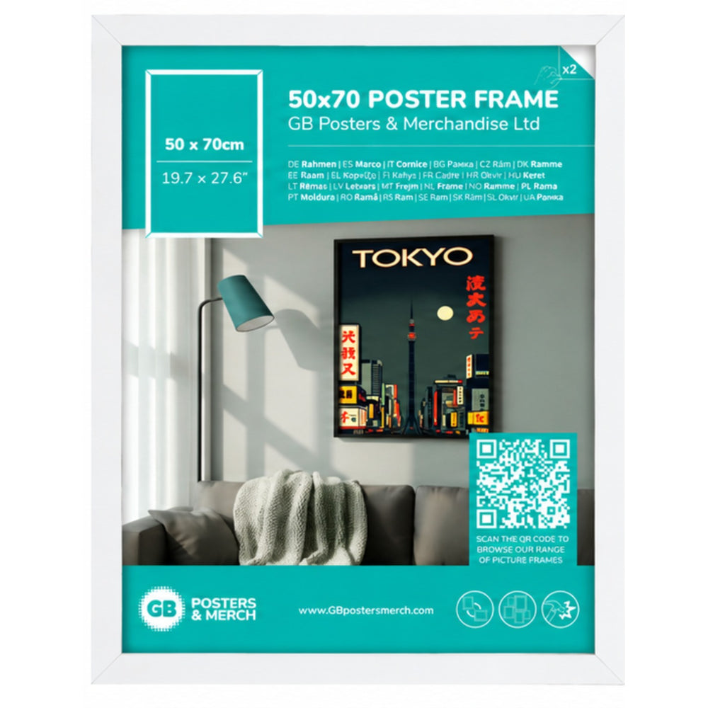 GB Posters Contemporary Wooden White Picture Frame - 50 x 70cm