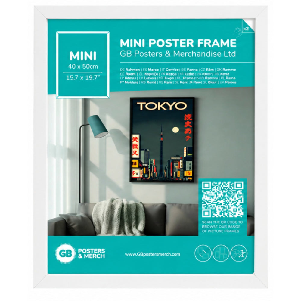 GB Posters Contemporary Wooden White Picture Frame - Mini - 40 x 50cm