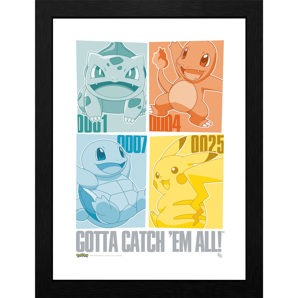Pokémon Pikachu & Kanto Starters 30 x 40cm Framed Collector Print