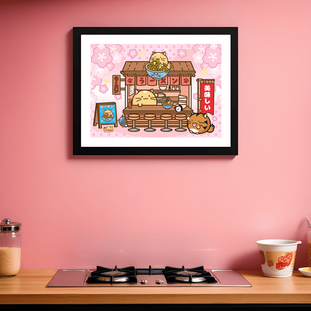 Fuzzballs Ramen Shop 30 x 40cm Framed Collector Print