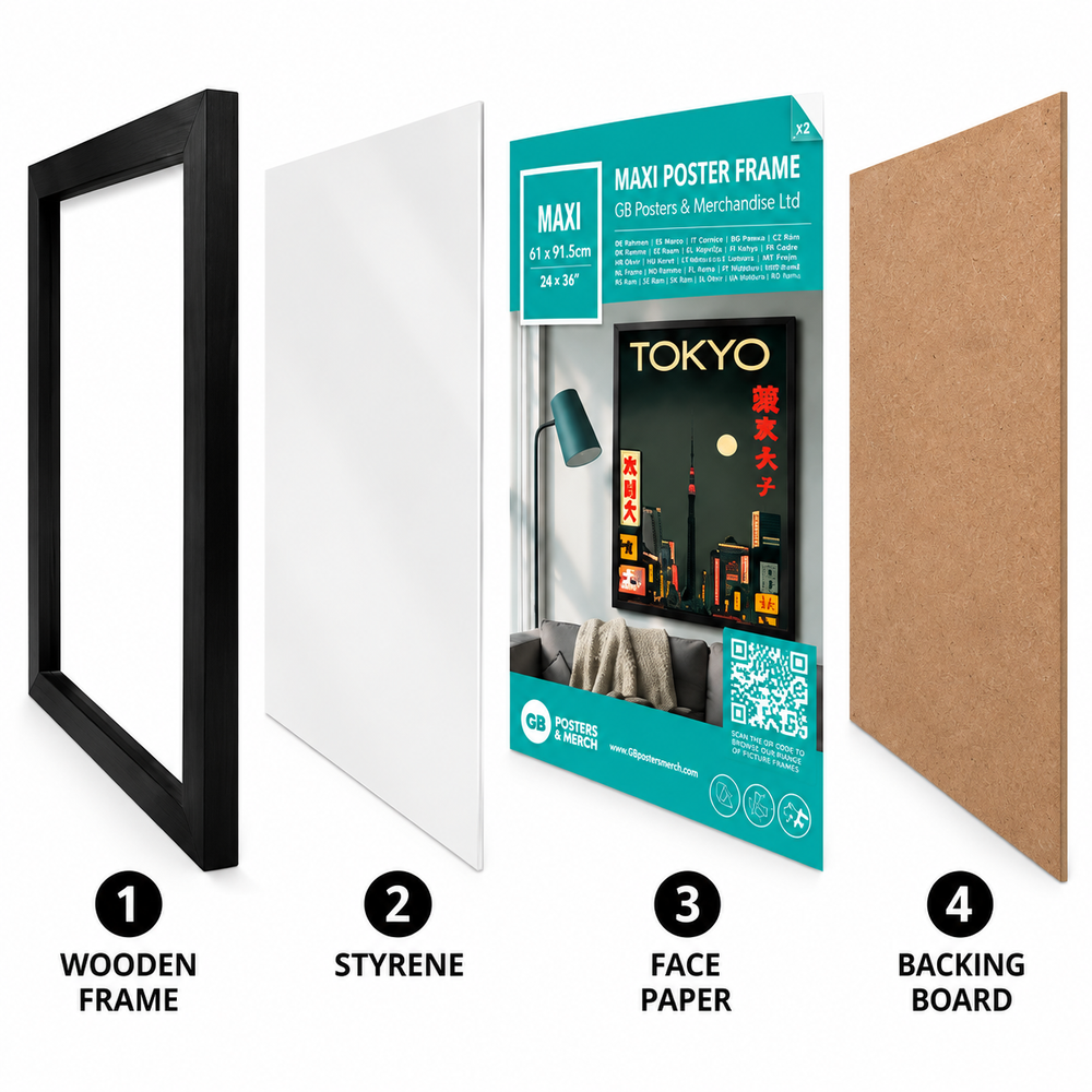 GB Posters Contemporary Wooden Black Picture Frame - Maxi - 61 x 91.5cm