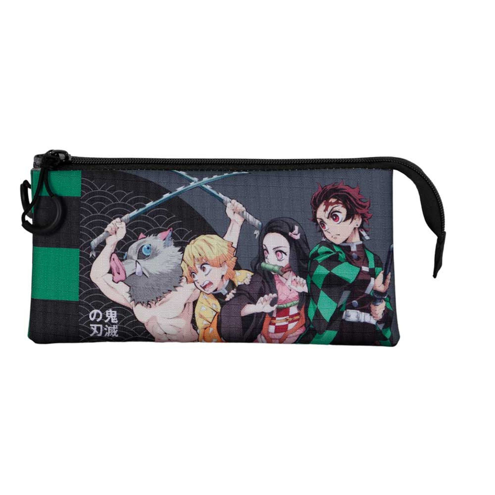 Karactermania Demon Slayer Akushon Triple Pencil Case - Green/Black