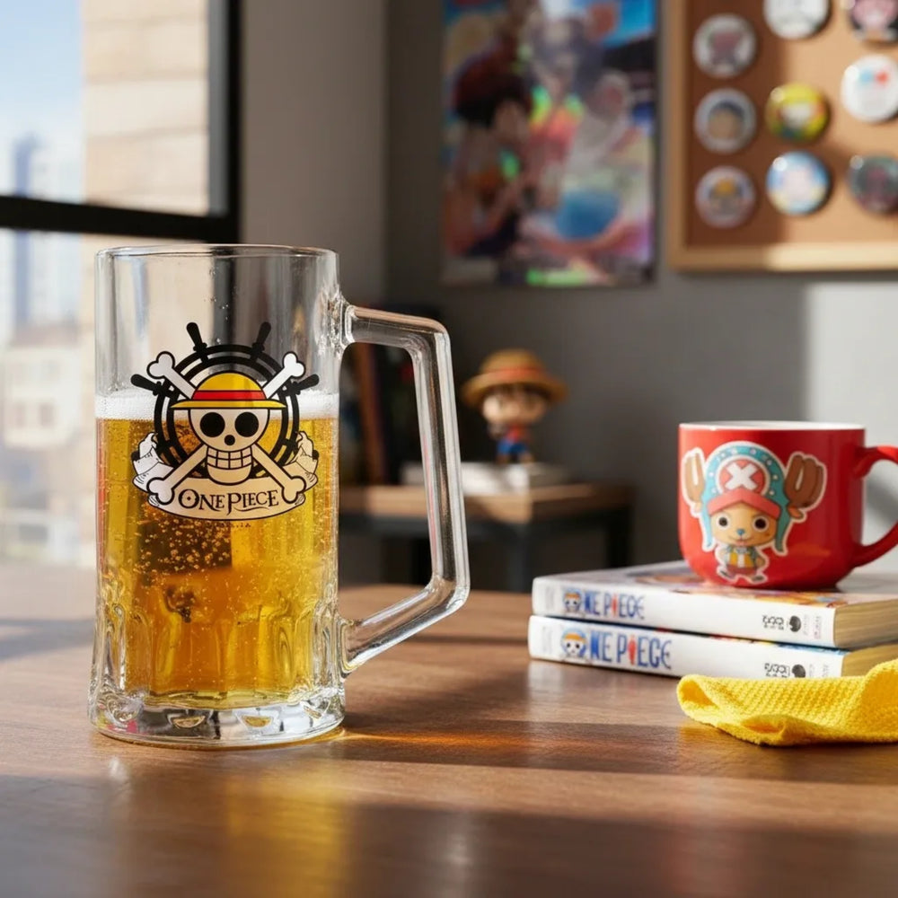 One Piece Luffy Skull 500ml Glass Tankard