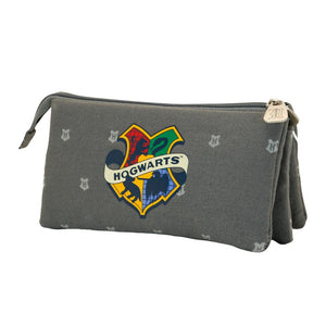 Karactermania Harry Potter Hogwarts Triple Pencil Case - Grey