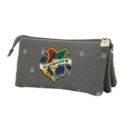 Karactermania Harry Potter Hogwarts Triple Pencil Case - Grey