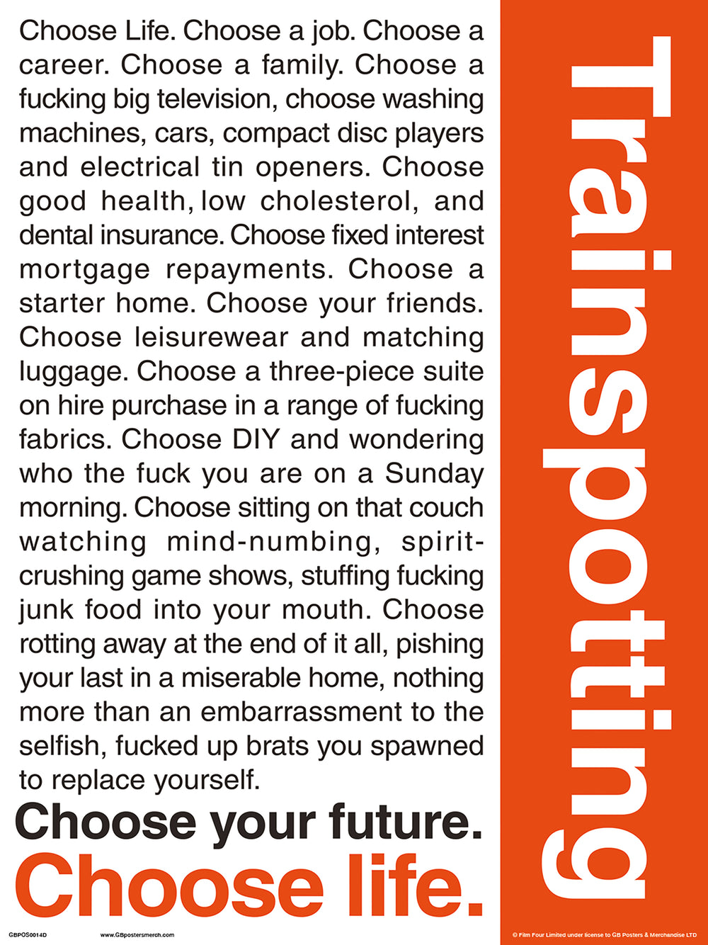 Trainspotting Quotes 30 x 40cm Collector Print