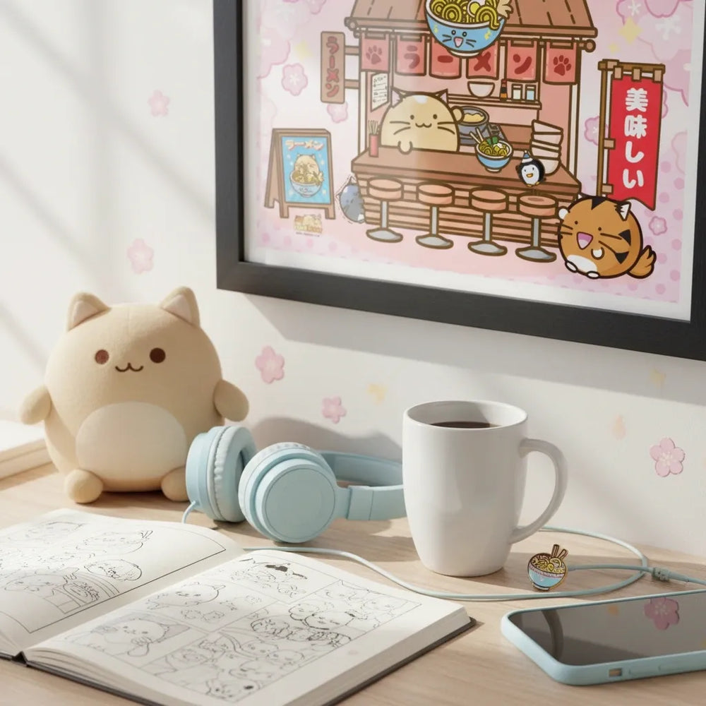 Fuzzballs Ramen Shop 30 x 40cm Framed Collector Print