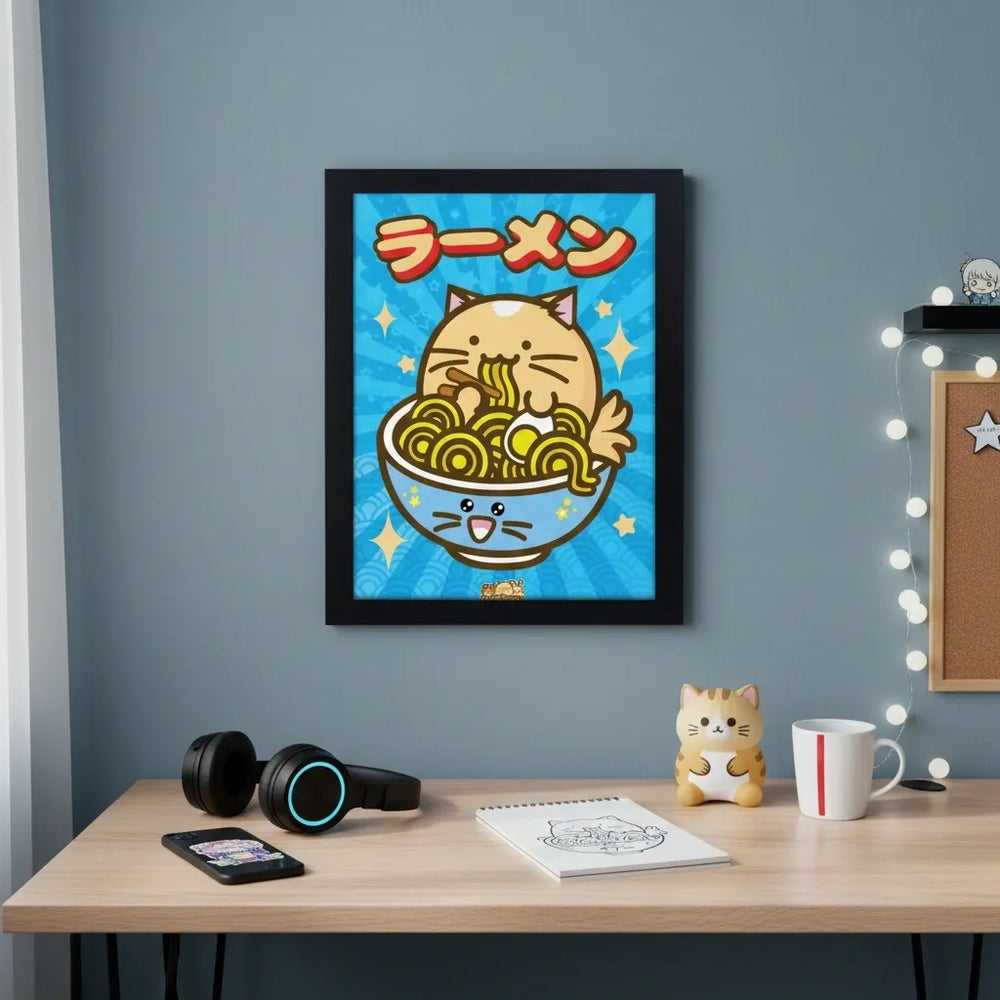 Fuzzballs Ramen Bowl 30 x 40cm Framed Collector Print