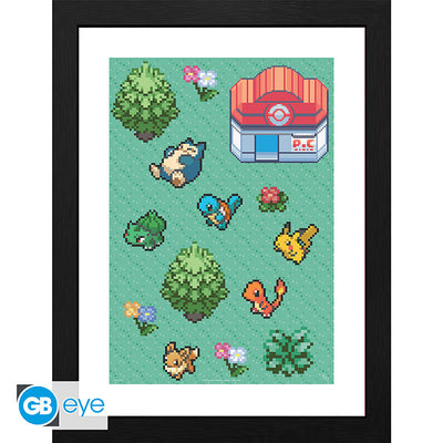 POKEMON - Framed print "Pixel Art"(30x40)