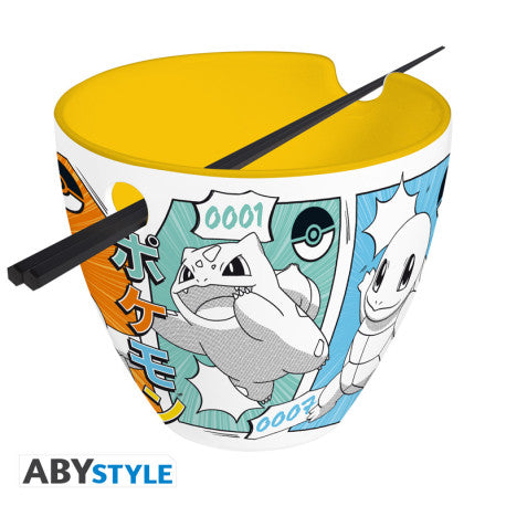 Pokemon Starters Manga Ramen Bowl With Chopsticks