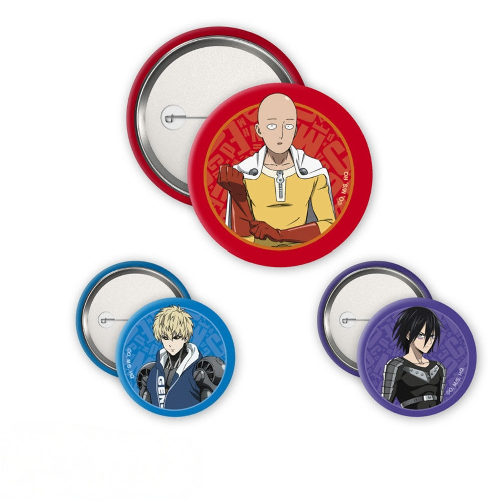One Punch Man Saitama, Genos & Sonic 3 Badge Pack