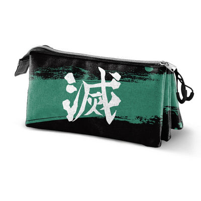 Karactermania Demon Slayer Logo Triple Pencil Case - Green/Black