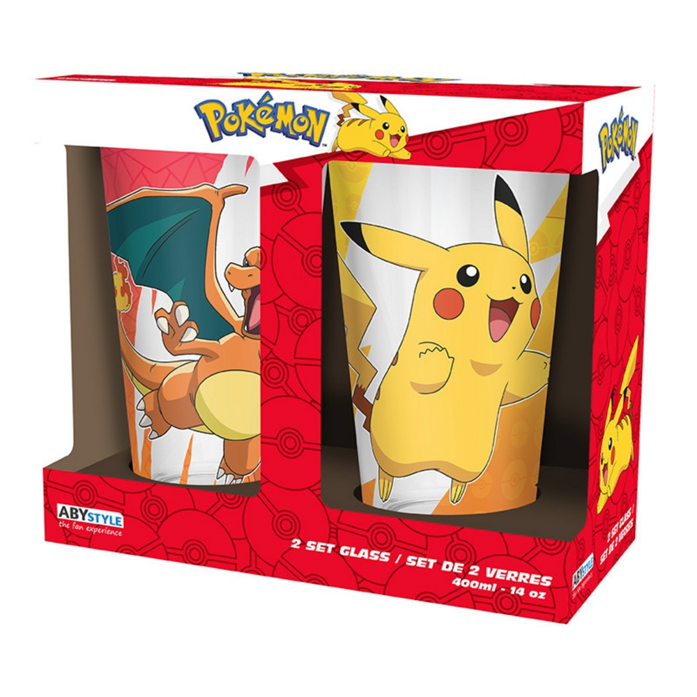 ABystyle Pokemon Pikachu & Charizard 2 Glass Set