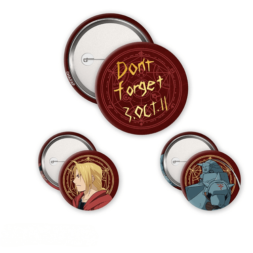 Fullmetal Alchemist Elric Brothers 3 Badge Pack
